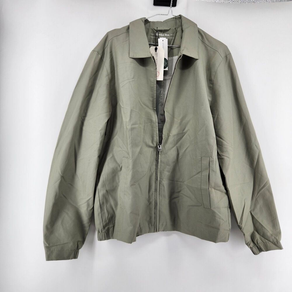 Hawker Rye Mens Medium Green Cotton Nylon Full Zip Jacket NWT